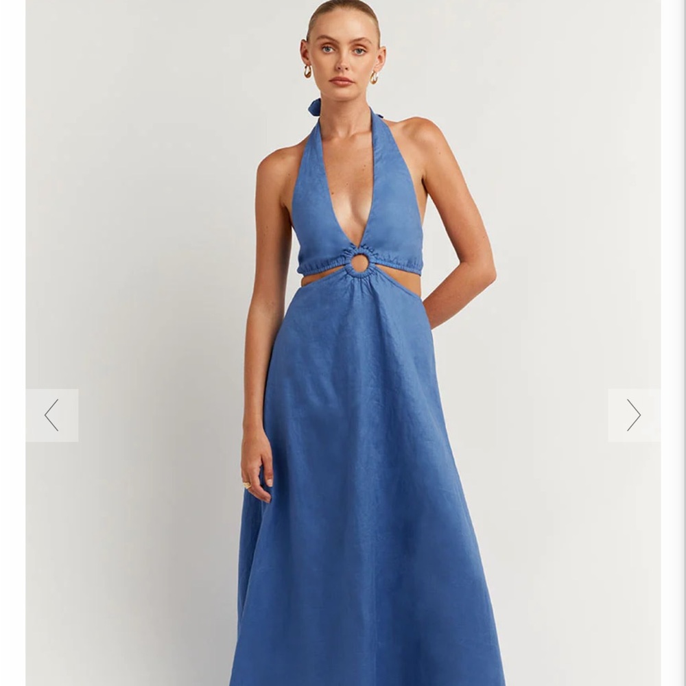 DISHH US 6 LAYNE COBALT HALTER MIDI DRESS